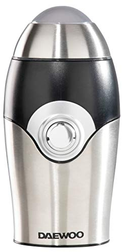Daewoo Coffee and Spice Grinder, 50g Stainless Steel Housing with Chrome Details, Ideal for Beans, Herbs, Nuts, Seeds, Pulses, Fruit and More with Safety Transparent Locking Lid - Steel