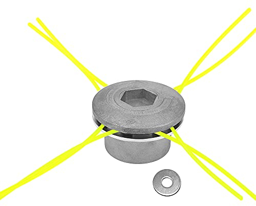 Tête Coupe Bordure Universel, ZoneYan Tête de Ligne en Aluminium, Tête Faucheuse, Tete Debroussailleuse à Essence, Tete de Tondeuse a Gazon, avec 4 Lignes