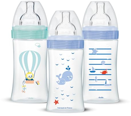 Sensation+ - Biberón, anticólicos, para niño, 270 ml, de 0 a 6 meses de edad, con tetina plana y flujo 2, lote de 3 unidades