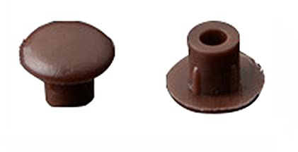 Plastic Hole Plug, Cylindrical Hole Dia. 5mm Straight Pattern Hole Cover End Cap Flush Mount Hole Plug, Dark Brown, 100 Pcs