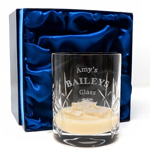 Regalo Personalised Engraved Crystal Glass Tumbler - Baileys Design (Silk Lined Gift Box)