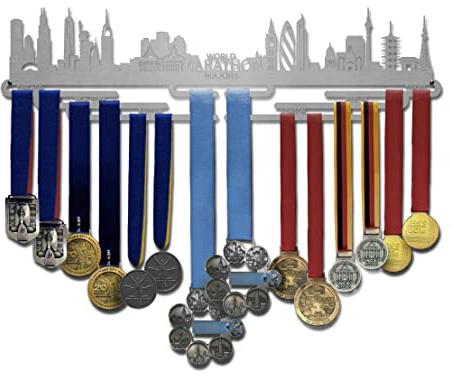 Allied Medal Hangers World Marathon Majors (Stadtbild) (61 cm breit mit 7 Aufhängestangen) – Medaillenhalter
