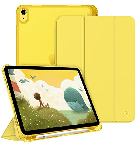 FINTIE Case for iPad (A16) 11th Generation 11 Inch (2025), iPad 10th Generation 10.9 Inch (2022) - Ultra Slim Cover with Matte Back Shell Built-in Pencil Holder, Auto Wake Sleep, Yellow