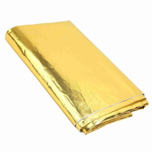 Aramox Ruban de Protection Thermique Auto-adhésif, Réfléchissant Doré, Haute Température 450°C, 99x119cm, Isolation pour Fils et Moteur