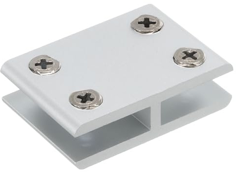 Sourcing Map 180 Degree Glass Clamp, Aluminum Alloy, Silver Tone, 5-8mm Thick, Adjustable Double Side Glass Shelf Support Bracket