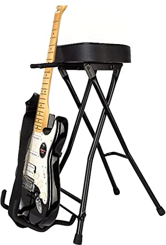 Samnuerly Notenständer, tragbarer Gitarrenhocker, Sitz, Faltbarer Akustikgitarrenständer für Zuhause, Schlafzimmer, Bühne, Notenhalter