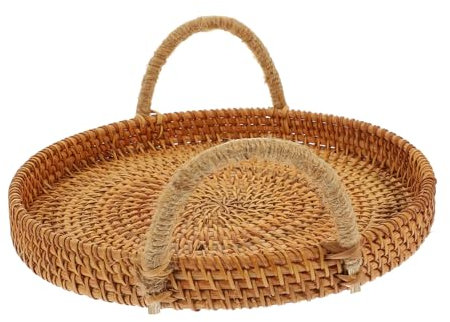 LIFKOME Cesto Rattan per Snack e Pane Cesto Intrecciato per Frutta e Decorazione da Tavolo Design con Manico per Organizzare e Servire Cibi Casa