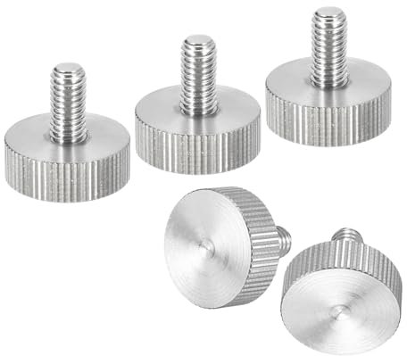 sourcing map M6x12mm Knurled Thumb Screws, 5pcs 304 Stainless Steel Flat Knurled Head Fully Threaded Thumb Screws Bolts Grip Knobs Fasteners