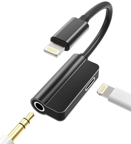 Adattatore 3,5mm Jack Cuffie per Apple iPhone 14 13 12 11 Pro Max 7 8 Plus X SE XR per iPad Air Accessori Lightning Ricarica Aux Cavo Cuffiette Sdoppiatore Auricolari Spinotto Caricabatterie Headphone