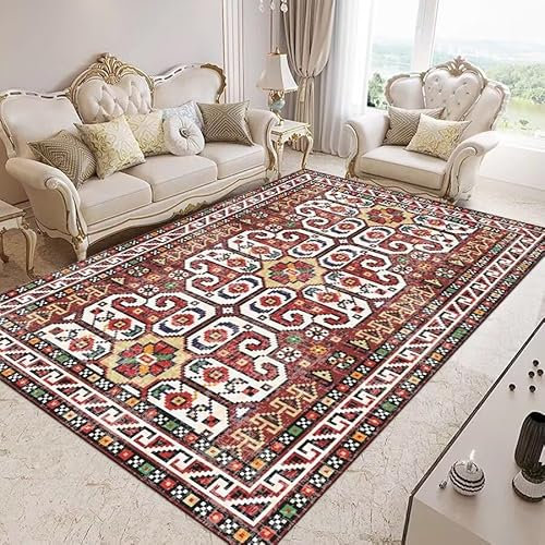 babyzimmer Teppich Teppich kinderzimmer pflegeleicht Retro Teppich rot floral dekorative Muster Wohnzimmer Teppich Anti-Fouling bettumrandung Teppich 160x230cm