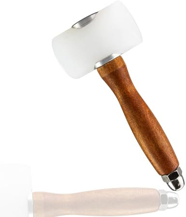 ieron Mazo de cuero de nailon, mango de madera en forma de T, martillo de tallado para manualidades, estampado, costura, herramienta de cuero vacuno