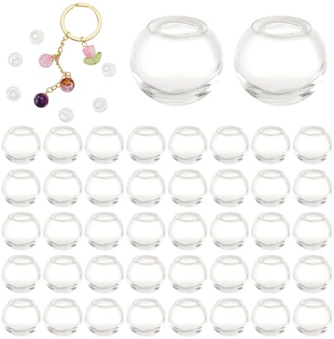 PH PandaHall 200pcs 8mm Mini Glass Ball Round Clear Bottle Wishing Charms Crystal Craft for DIY Jewelry Making