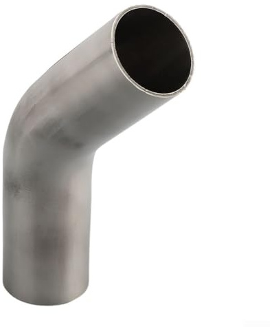 Gomito curvo a 45 gradi in acciaio inossidabile, lucidato e di lunga durata, adatto per auto e altro (38 mm)