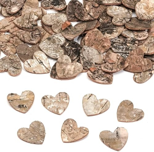 HERZONE 50pcs Streudeko holz Herze 5cm für Hochzeit & Party aus Birkenholz - Zubehör für DIY-Projekte - Naturholzscheibchen zum Basteln (herz 5cm)