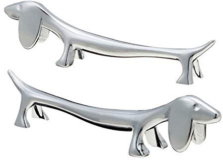 Shitafe 6/12 Stück Essstäbchen Ablage Süßes Dackel Design Stäbchen Halter Hund Figur Besteckhalter Für Messer Gabel Löffel, Edelstahl Messerbänkchen und Besteck Ständer, Geschirr Rack Halter