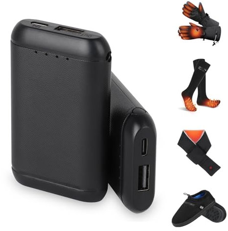 Rtdep 5 V 5000 mAh Wiederaufladbare Lithium-Polymer-Akkus, Erweiterter Akku füreheizte Hausschuhe, beheizte Handschuhe, beheizte Socken, beheizte Schals, DC-Anschluss und USB Ausgang