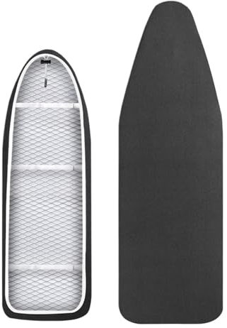 OZLCUA Bügelbrettbezug 148 x 55 cm Bügelbrettbezug, großer Bügelbezug, Bügelbrettschutz, rutschfest, dick, bunt, for Haushaltsreiniger Bügeltischbezug(148X55 Black)