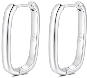 Creolen Silber 925 Ohrringe Silber 925 Eckige Creolen Gold für Damen Mädchen Herren, Hypoallergen Huggie Schlafen Knorpel Ohrringe Klein 15 20mm (silber-20mm)