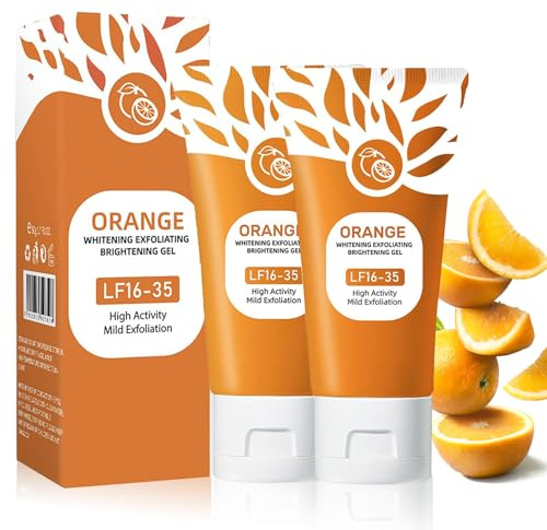 Gel Exfoliante Facial de Naranja Natural, 2 Piezas Gel Limpiador Facial, Orange Facial Exfoliate Gels, Nutre e Hidrata, Anti Puntos Negros e Impurezas, Limpia la Piel en Profundidad Para Cara y Cuerpo