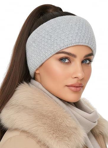 Baesics Stirnband Damen Grau - Winter Ohrenwärmer warm Waffelmuster | Mit weichem Fleece-Innenfutter, dehnbar, 48-58 cm, Unisex für Damen und Herren. Feines Waffelmuster für Sport und Alltag
