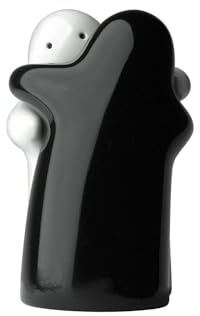 Set di saliera e pepiera, set di 2 shaker decorativi in bianco e nero, design moderno e vintage, facile da riempire e dispenser