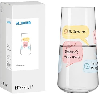 RITZENHOFF 8173003 Universal-Glas 600 ml, Serie Sprüche, mit Schriftzug und Motiv Chat Bubbles- modern, Made in Germany