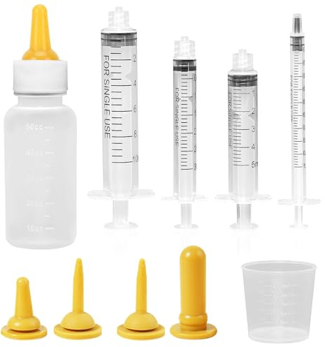 Kitten & Puppy Nursing Bottle Kit – Newborn Pet Feeding Bottle with Nipples, Syringe Feeder, Milk Bottle for Kittens, Preemie & Small Animals Formula Feeding Set for Puppies, Rabbits & Orphaned Pets