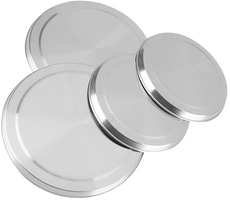 Sewroro Couvercles de Brûleur Ronds Lot de 4 en Acier Inoxydable Argentés Protection la Cuisine, Design Moderne et Gain de Place Compatibles Cuisinières à Gaz et Électriques