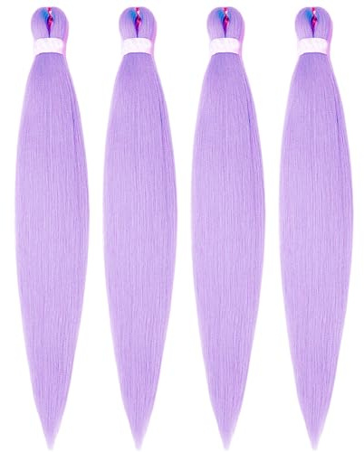 4pcs Extensions per capelli viola per trecce da 26 pollici allungate sintetico lavanda intrecciato capelli chiari viola - estensioni per trecce