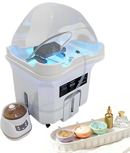 dosiwlatever Nouveau Équipement de Spa Japonais + Fumigation + Circulation d’Eau (Réservoir 60 L + Cuve Rejets 20 L) • Thérapie Lumineuse Multicolore • Température Constante • Massage Cascade