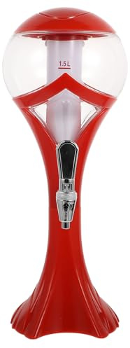 iplusmile Dispensador De Cerveza y Jugo 1.5l Torre De Hielo Luminosa, Acabado Rojo, Material Plástico, Control Extraíble, Adecuado para Fiestas, Hogar y Campamento