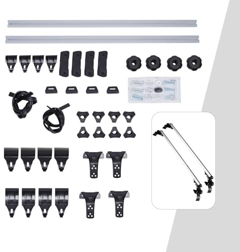 Universal Dachträger 165lbs Tragkraft, Aluminium Dachgepäckträger für Auto 122-130cm Dachbreite, Schwarz Roof Rack ohne Reling, Dachreling Inklusive Montagesatz