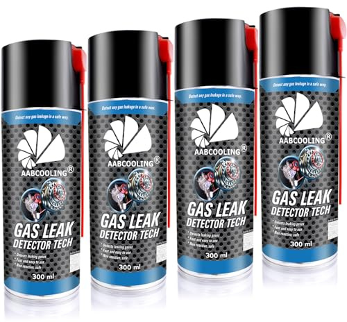 4X AABCOOLING Detector de Fugas Tech 300ml - Pack Seguridad Camping, Comprobación Bombona Gas Estufa Catalítica Y Barbacoa, Agente Prueba GLP, Localización Rápida Escapes