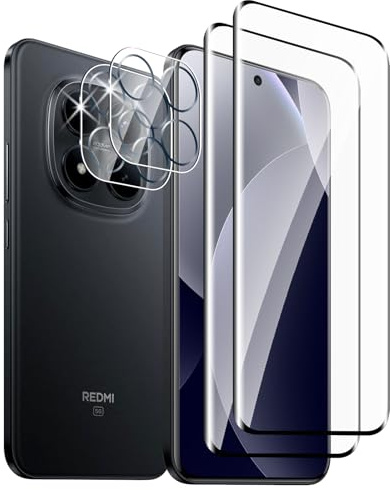 Fyqzio[2+2 Piezas Cristal templado compatible con Xiaomi Redmi Note 15 Pro Plus 5G y protector de pantalla de cámara,sin burbujas,dureza 9H,antiarañazos,3D Cobertura Completa,HD protector de pantalla