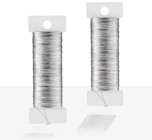 WENXINWIN Basteldraht Dünn 0.3mm x 100m2 Rollen Schmuckdraht Silber | Basteldraht für Schmuck & Floristik, oxidbeständig, flexibel biegsam. Glatte hautfreundliche Oberfläche für alle DIY-Deko