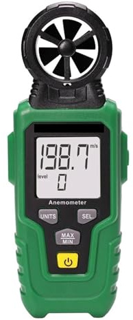 Digitales Anemometer, Hand-Windgeschwindigkeitsmesser zur Messung von Windgeschwindigkeit, Temperatur und Windchill mit Hintergrundbeleuchtung