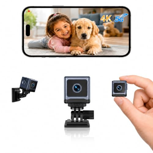 4K Mini Kamera 2,4&5 GHz WLAN Überwachungskamera Innen mit 150° Weitwinkel | Kamera Überwachung Innen mit Bluetooth, AP Hotspot, Nachtsicht, SD/Cloud-Speicher, Bewegungserkennung für Zuhause, Babyzimmer