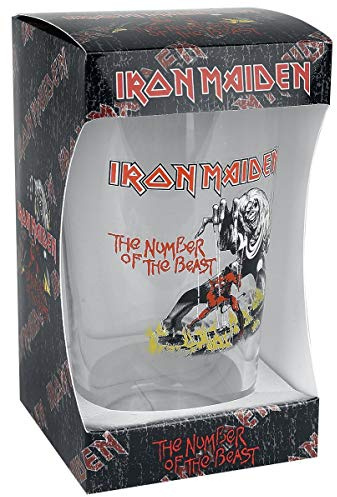 for-collectors-only Iron Maiden Glass The Number of The Beast Beer Glass Long Drink Glass XL Drinking Glass Pint Glass 400 ml