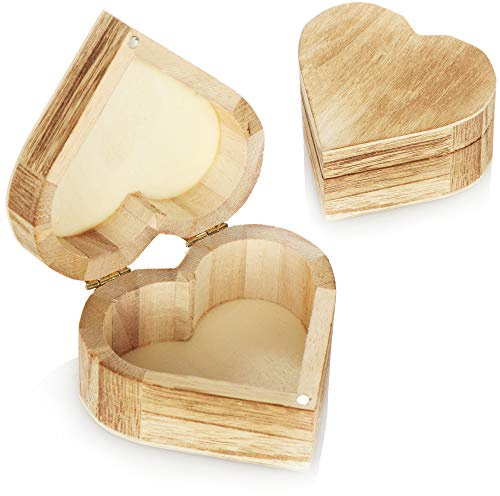 com-four® 2x Holz Schatulle in Herzform - Holzbox Schmuckkästchen - kleine Holzkiste mit Deckel - dekorative Schmuckschachtel - Holzschachtel (2 Stück - Herz)