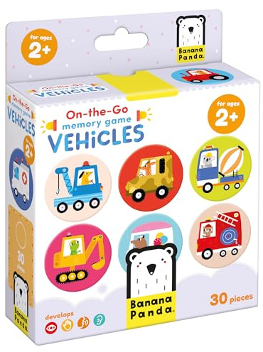 Banana Panda On-The-Go Puzzle - Memory-Spiel - Fahrzeuge - 30 passende Teile in reisefreundlicher Box, für Kinder ab 2 Jahren, 49104