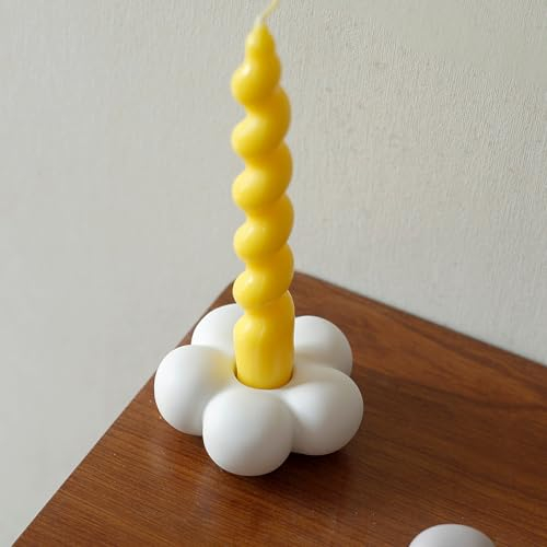 MDFAYE Nette Kerzenhalter, Keramik Kerzenhalter für Tisch Mittelstück Blumenform Wohnkultur Hochzeit Partys Wohnzimmer (weiß)