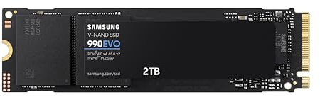 SAMSUNG 990 EVO SSD 2TB, PCIe Gen 4x4, Gen 5x2 M.2 2280 NVMe Internal Solid State Drive, Speeds Up to 5,000MB/s, Upgrade Storage for PC Computer, Laptop, MZ-V9E2T0B/AM, Black