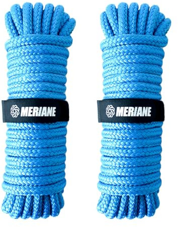 MERIANE Dock Lines Nylon Boat Rope, 2 Pack 1/2 x 35' Double Braided Docking Rope for Docking with 12 Loop, Marine Grade Premium Mooring Lines, Weather & Damage Resistant, Blue