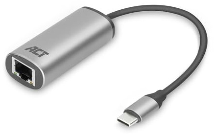 ACT Adaptador Ethernet USB C (2,5 Gigabit Ethernet RJ45 10/1000/1000/2500 Mbps, Adaptador de Red LAN para portátil) AC7081
