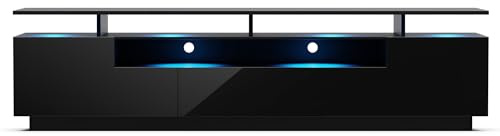 blumfeldt LED TV Stand Unit, 195 cm Modern TV Units for Living Room with Multi-Colour LEDs, Low TV Cabinet, Wide TV Media Units with Storage, Large TV Stand Cabinet for Bedroom, Entertainment Room