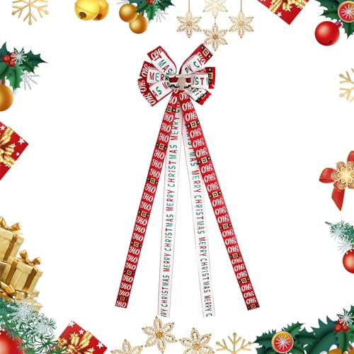 Dije de Lazo de Árbol de Navidad 1pc, Rojo, Lazos Navideños Grandes para Adornos 139CM, Arco para Decoración (54.72x12.99IN)