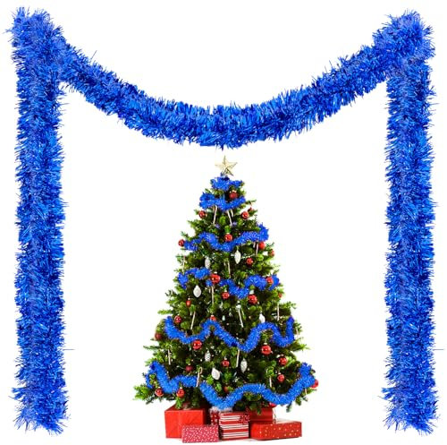 10 Piezas Guirnalda de Oropel de Navidad,Azul Espumillón de Navidad Guirnaldas para árbol de Decorativas Guirnaldas de Oropel para Cortinas Habitaciones Fiestas