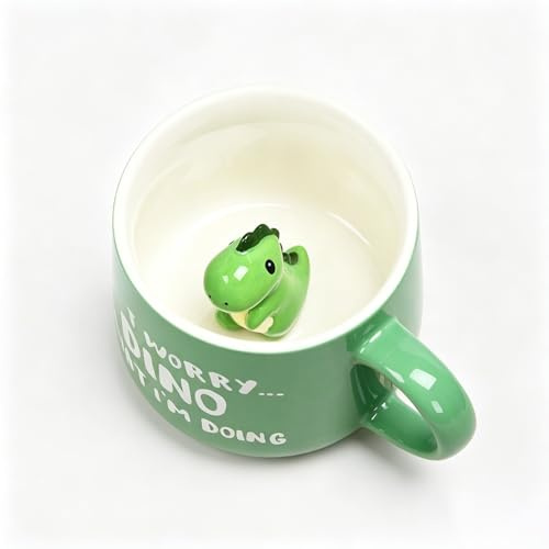 Dino Tasse, 3D Tasse aus Keramik, Lustige Tier Tasse, Dino Geschenk | Dinosaurierstil Kaffee Milch Tee Keramik Becher für Frauen, Mädchen, Freundin,Weihnachten Geschenk für Geburtstage