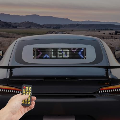WindWilder Led Anzeige Programmierbar mit 3 Steuerungsverfahren(APP/Fernbedienung/Schalter) LED Anzeigetafel Personalisiert Leuchtschild für Auto, LKW, Geschäft, Bar, Hotel, Werbung (59.5 x 12 cm)