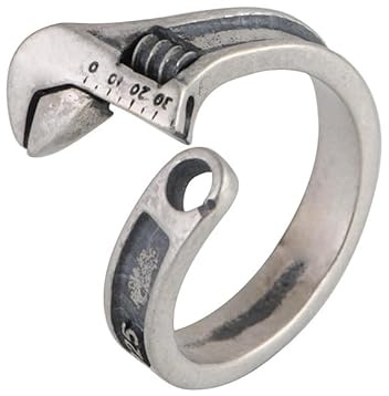 WLLDDDIU Bague Argent 925 Dames,Bague Ouverte Réglable en Argent Sterling 925 pour Femme, Style Rétro, Effet Vieilli, Mat, Style Moto, Clé À Molette, Unisexe, Bout Épais, Empilable, Bijoux Stre